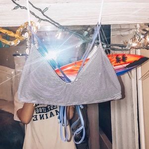 blue and white striped bikini top!